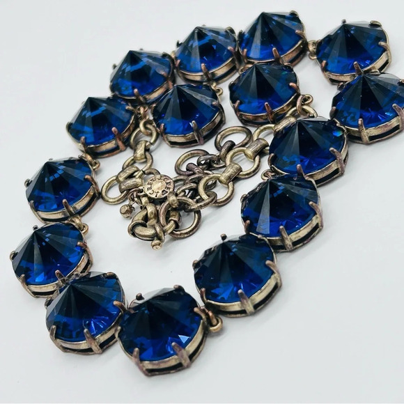 J. Crew Blue Rivoli Jeweled Necklace - Picture 1 of 6